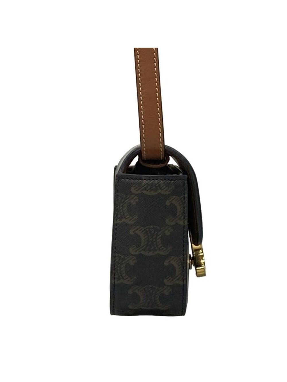 ★SOLD★ Celine Shoulder Bag Mini Triomphe Black Dark Brown Leather - Picture 2 of 15